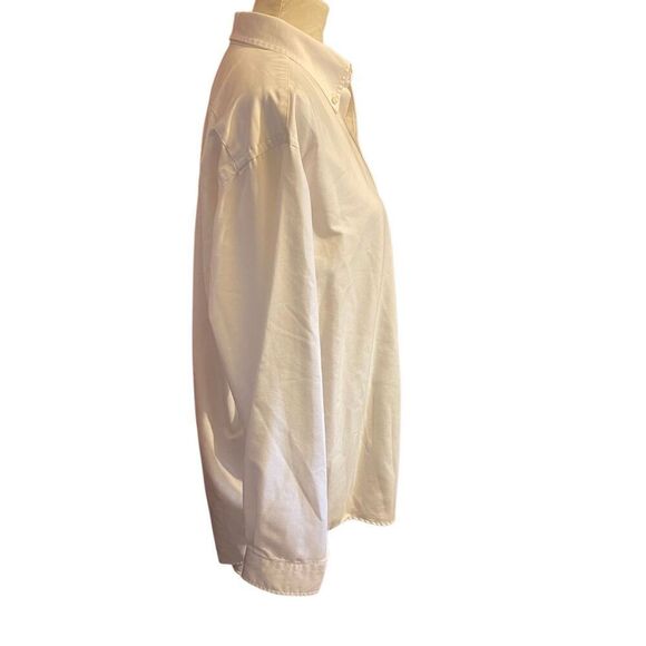 LL Bean White Shirt X-Large 17–35 | Cotton Blend Button-Up with Long Back Hem - Picture 6 of 9